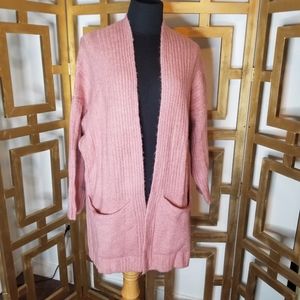 Topshop Long Duster Cardigan Sweater Light Pink